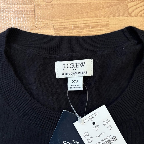 J.Crew Cotton-Cashmere Short Sleeve Sweater Black XS NWT - Picture 3 of 10
